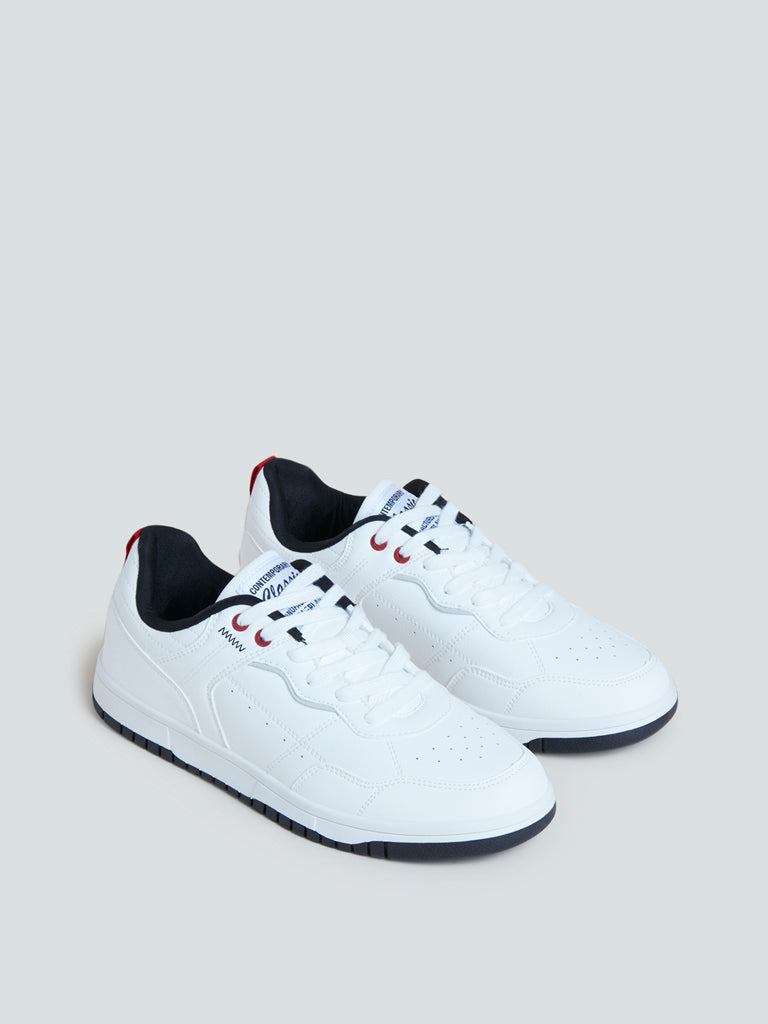 SOLEPLAY White Perforated Lace-Up Sneakers